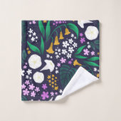 ナイトムーンガーデンフローラ植物模様 バスタオルセット (ウォッシュタオル)