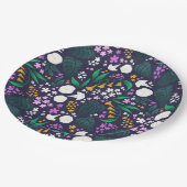 ナイトムーンガーデンフローラ植物模様 ペーパープレート (アングル)