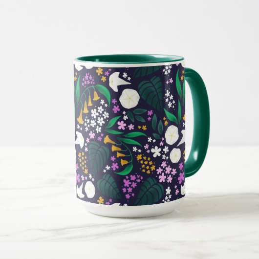 ナイトムーンガーデンフローラ植物模様 マグカップ (正面右)