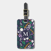 ナイトムーンガーデンフローラ植物模様 ラゲッジタグ (正面縦)