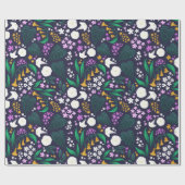 ナイトムーンガーデンフローラ植物模様 ラッピングペーパー (フラット)