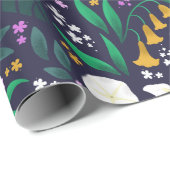 ナイトムーンガーデンフローラ植物模様 ラッピングペーパー (ロールコーナー)