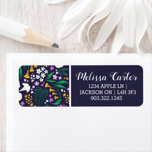 ナイトムーンガーデンフローラ植物模様 ラベル (インサイチュ)