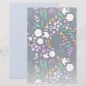 ナイトムーンガーデンフローラ植物模様 便箋 (正面/裏面)