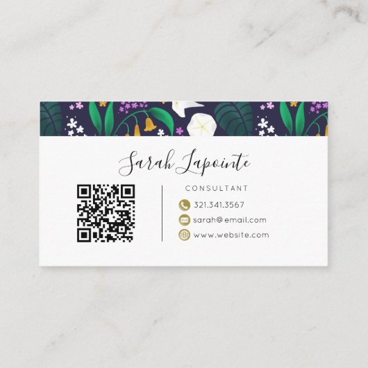 ナイトムーンガーデンフローラ植物模様 名刺 (裏面)