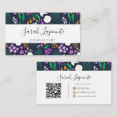 ナイトムーンガーデンフローラ植物模様 名刺 (正面/裏面)