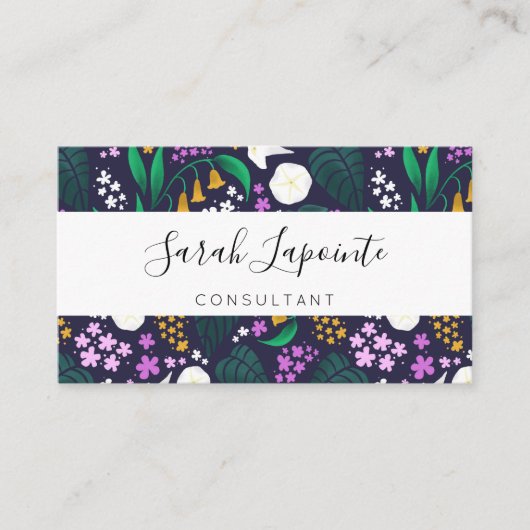 ナイトムーンガーデンフローラ植物模様 名刺 (正面)