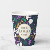 ナイトムーンガーデンフローラ植物模様 紙コップ (正面)