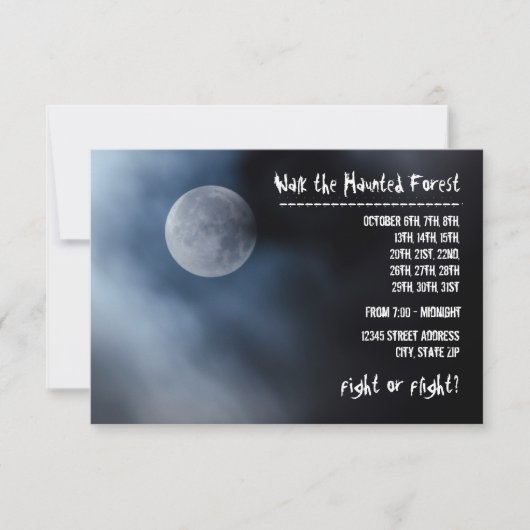 ナイトムーン – 3x5フォレ幽霊のよく出るスト招待状 招待状 (正面)