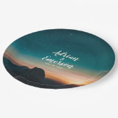 ナイトモダンスカイマウンテン銀河系サンライズ結婚ズ ペーパープレート (アングル)