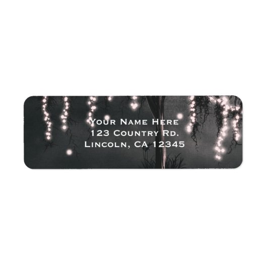 ナイトモッシー素朴ツリーライツ結婚式招待状 ラベル (正面)