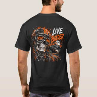 ナイトライダースカル – ヘルメットとサングラスのバイカーT- Tシャツ