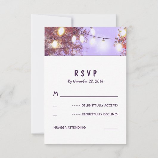 ナイトライトアウトドアウェディングRSVPカード 出欠カード (正面)