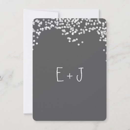 ナイトライトスターライトイエローグレー日付を保存 招待状 (裏面)