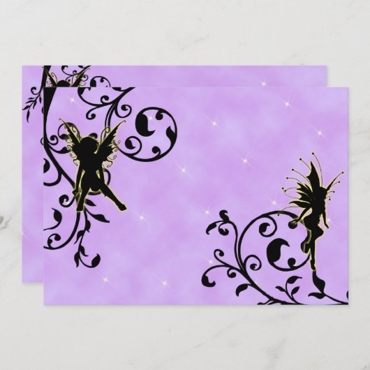 ナイトライトフェアリーファンタジー誕生日招待状 招待状 (正面/裏面)