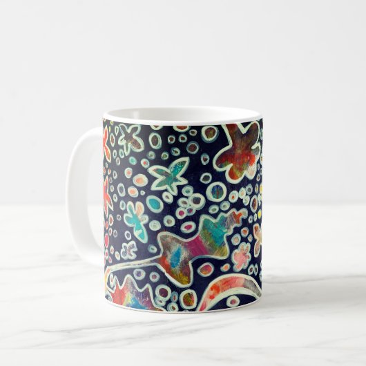 ナイトライトリフレクションオリジナル抽象芸術アートワーク コーヒーマグカップ (正面左)