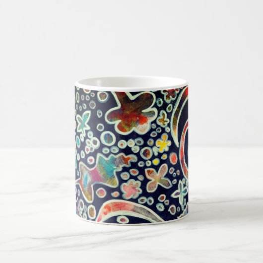 ナイトライトリフレクションオリジナル抽象芸術アートワーク コーヒーマグカップ (中央)