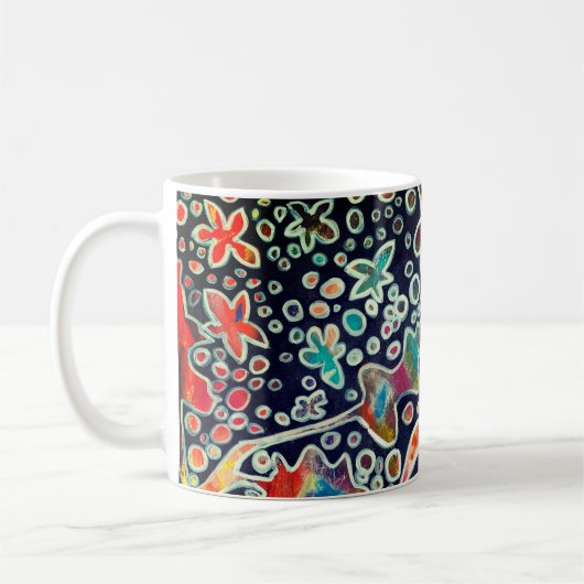ナイトライトリフレクションオリジナル抽象芸術アートワーク コーヒーマグカップ (左)