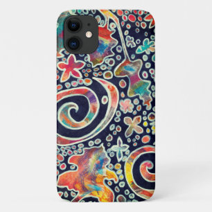 ナイトライトリフレクションオリジナル抽象芸術アートワーク iPhone 11 ケース