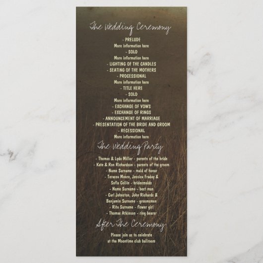 ナイトライト星空の木の結婚式のプログラム プログラム (裏面)