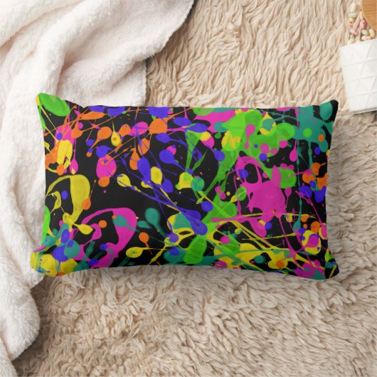 ナイトライト絵を描(ばちゃばちゃ)跳ねる ランバークッション (ブランケット)