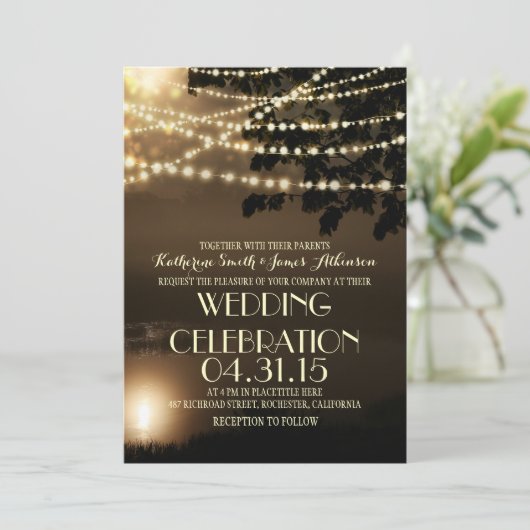 ナイトライト自然インスパイア結婚式招待状 招待状 (スタンド正面)