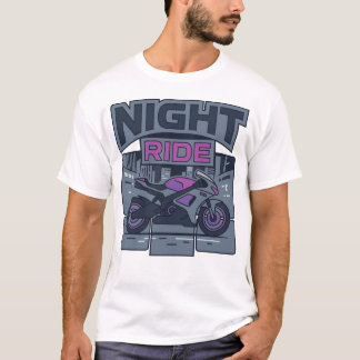 ナイトライドネオンアーバンスポーツバイクバイカーデザインTシャツ Tシャツ