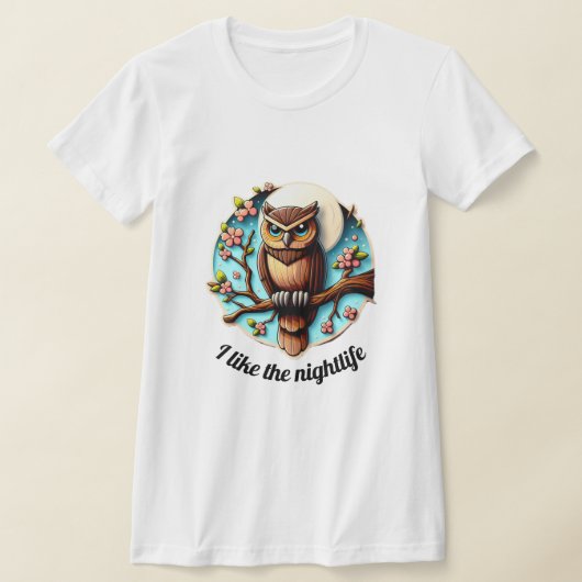 ナイトライフフクロウが好きなカスタマイズ可能 Tシャツ (レイダウン)