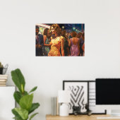 ナイトライフ絵画群集のPosを通じた女性歩く ポスター (ホームオフィス)