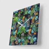 ナイトライブパーティーお祝いテーマ スクエア壁時計 (傾斜)