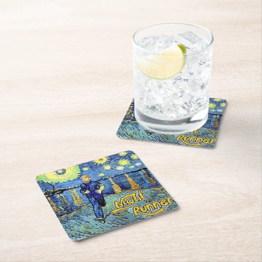 ナイトランナースターリーナイト スクエアペーパーコースター (インサイチュ)