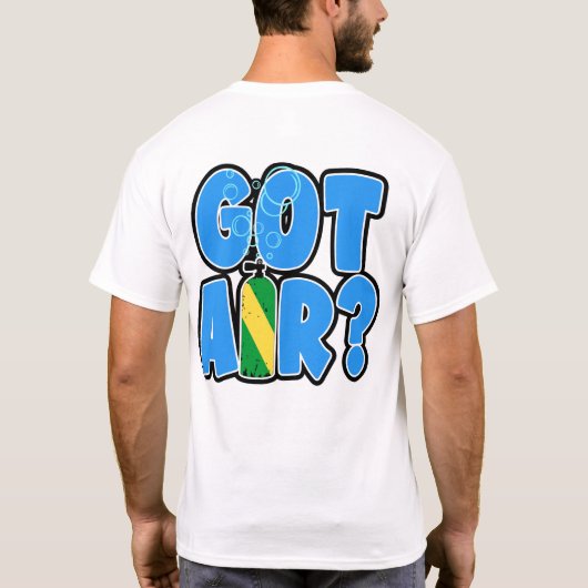 ナイトロックスエア搭載タンク旗付き「エアある？」 Tシャツ (裏面)