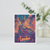 ナイトロンドンイングランドヴィンテージトラベルイラストレーション ポストカード (スタンド正面)