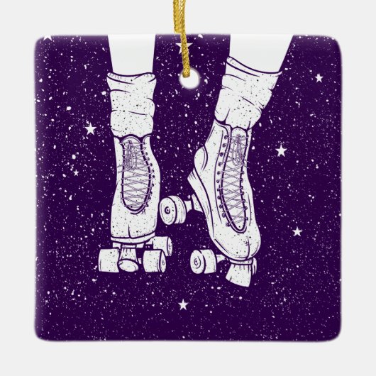 ナイトローラスケートで滑る セラミックオーナメント (正面)