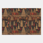 ナイトヴィレッジクリスマスシンド刺繍ヴィンテージ ラッピングペーパーシート (正面3)