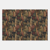 ナイトヴィレッジクリスマスシンド刺繍ヴィンテージ ラッピングペーパーシート (正面)