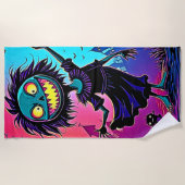 ナイト不気味ハロウィーンクリーチャーデザイン ビーチタオル (正面)