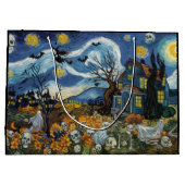 ナイト不気味ハロウィーンゴーストリースカルハ幽霊のよく出るウス ラージペーパーバッグ (裏面)