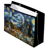 ナイト不気味ハロウィーンゴーストリースカルハ幽霊のよく出るウス ラージペーパーバッグ (正面アングル)