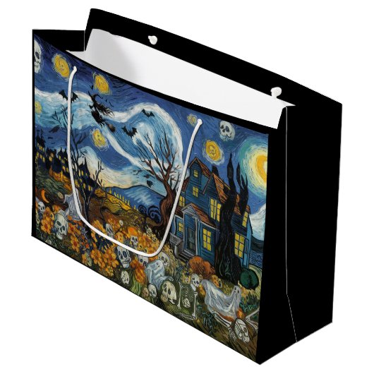ナイト不気味ハロウィーンゴーストリースカルハ幽霊のよく出るウス ラージペーパーバッグ (正面アングル)