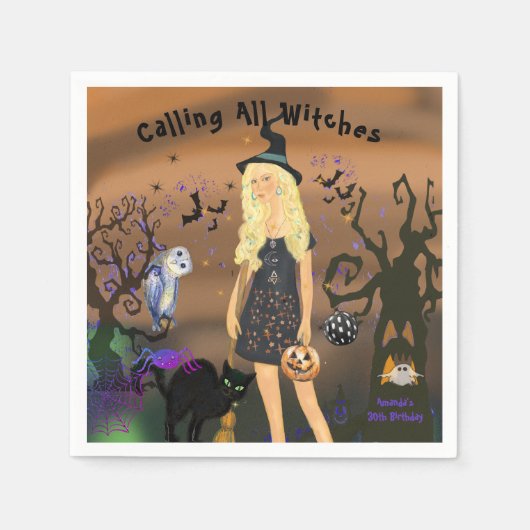 ナイト不気味ハローウィンパーティ誕生日 スタンダードカクテルナプキン (正面)