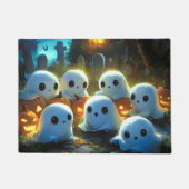ナイト不気味墓地かわいいハロウィーン幽霊 ドアマット (正面)