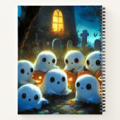 ナイト不気味墓地かわいいハロウィーン幽霊 ノートブック (裏面)