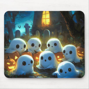 ナイト不気味墓地かわいいハロウィーン幽霊 マウスパッド