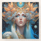 ナイト女神クイーンファンタジーアート ガラスコースター (正面)