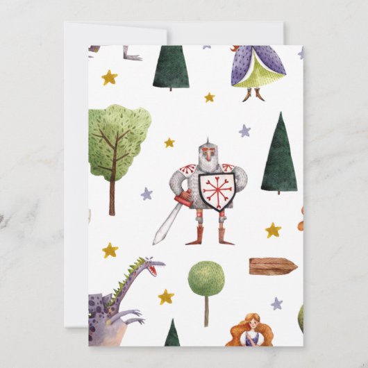 ナイト王室の中世ボーイ誕生日 招待状 (裏面)