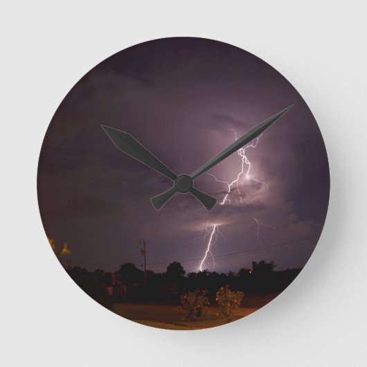 ナイト稲妻雨雲 ラウンド壁時計 (正面)