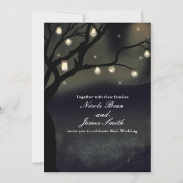 ナイト素朴・ツリー&メイスン・ジャー・ライツ結婚ズ 招待状