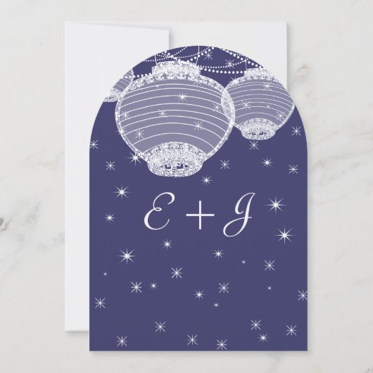 ナイト結婚ズ海軍と銀のランタンがガーランドをスター 招待状 (裏面)