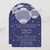 ナイト結婚ズ海軍と銀のランタンがガーランドをスター 招待状 (正面/裏面)